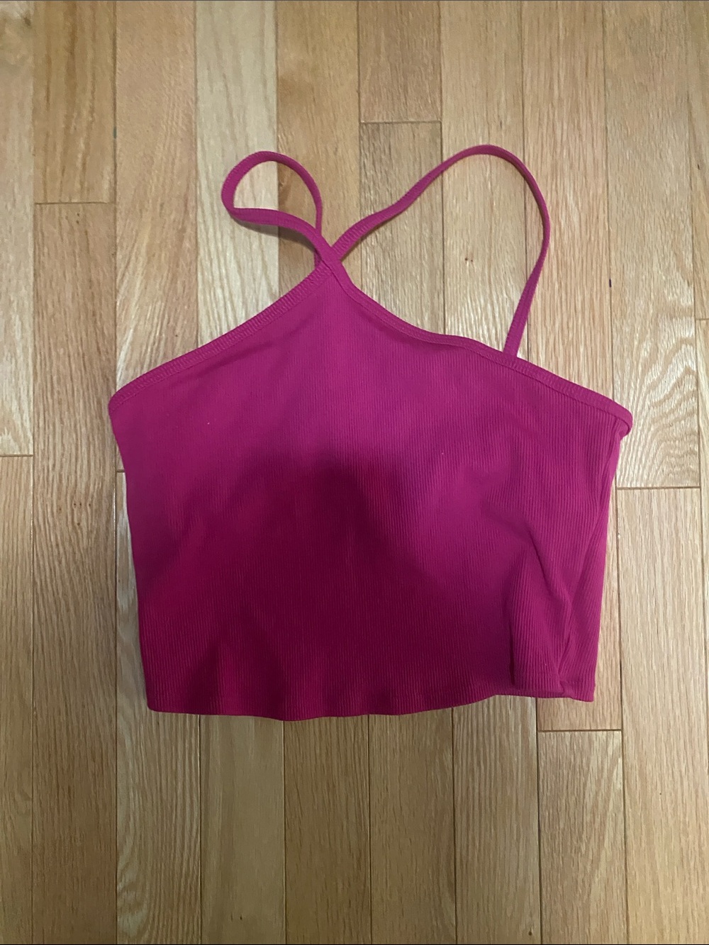 ALO Yoga Raspberry Asymmetrical Strappy Crop Camisole Top